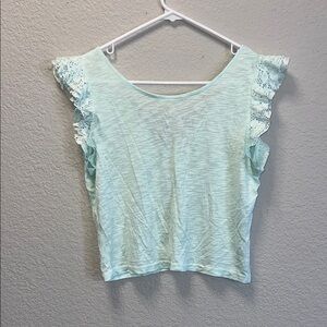 Mint Green Lace Sleeve Women's Top